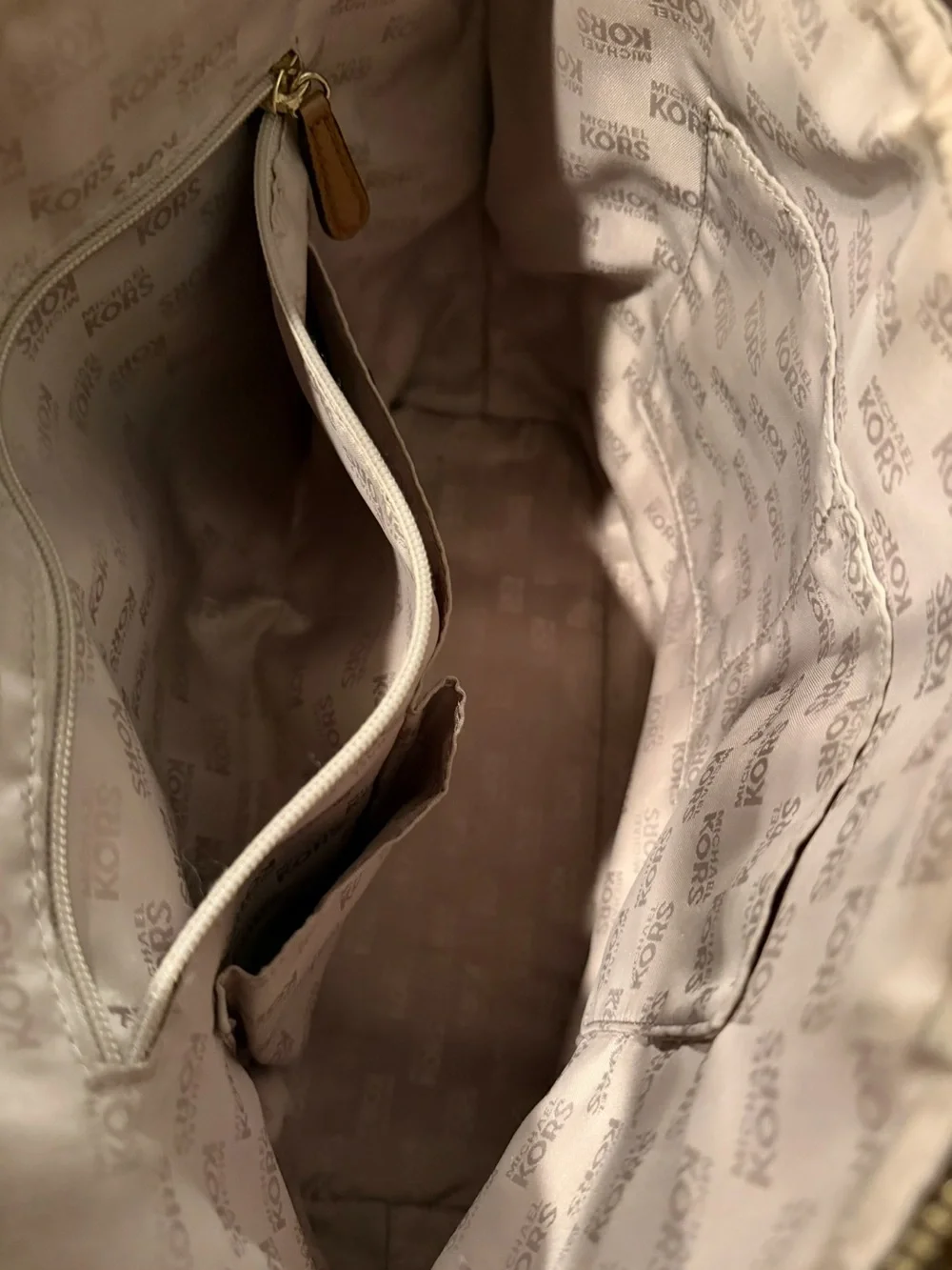 Michael Kors Brown/Tan MK Logo Tote with Gold Accent